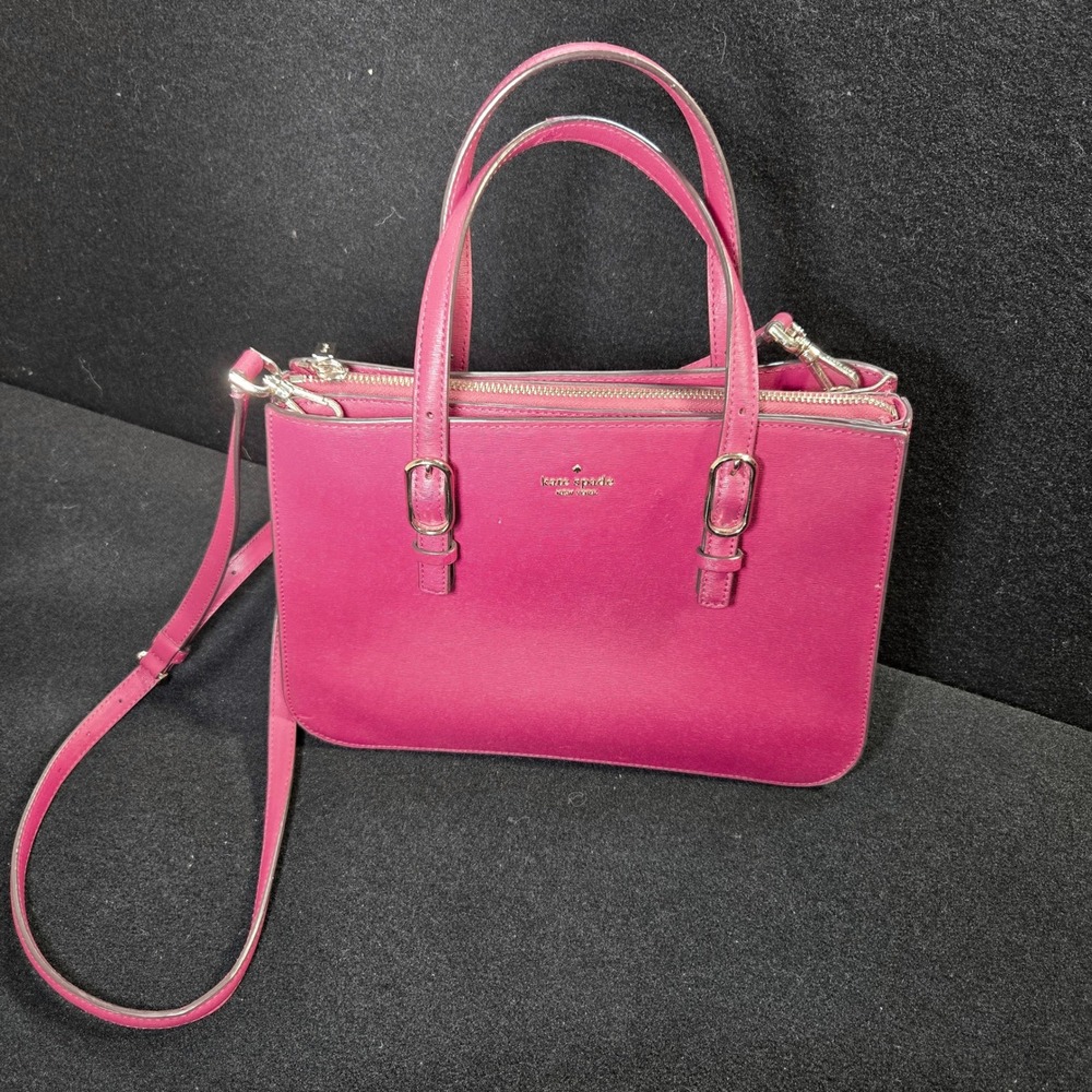 Kate Spade Pink Crossgrain Leather Satchel Crossbody Bag Gold Hardware